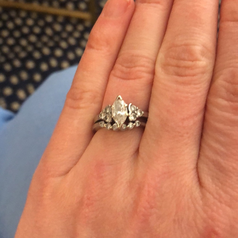 Platinum Marquis wedding ring set